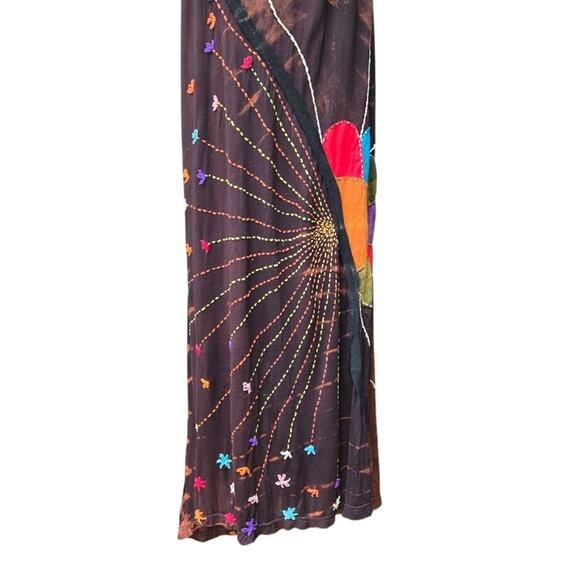 NEW Rising International Boho Handmade Tie Dye Embroidered Maxi Dress XL Nepal - Picture 5 of 12
